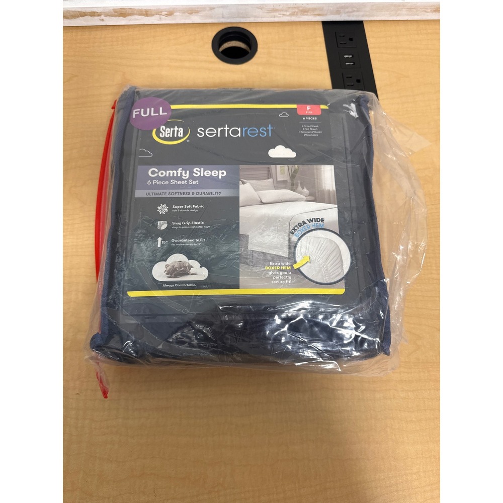 Serta Sertarest Comfy Sleep 6 Piece Sheet Set Full Navy Blue 15in Deep Pocket